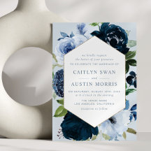 Elegant Navy & Dusty blue flower bruiloft