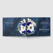 Elegant Navy Dusty Blue Waterverf Floral Wedding Gastenboek (Volledig)