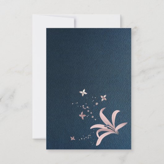 Elegant Navy & Dusty roos Bloemen Botanisch Dank Bedankkaart (Achterkant)