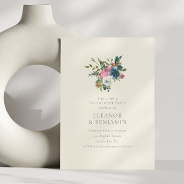 Elegant Navy en Blush Bloemensymbool Verlovingsfee Kaart