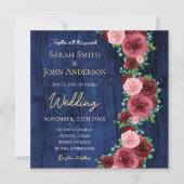 Elegant Navy- en Burgundy-aquarel-herfstbruiloft Kaart (Voorkant)