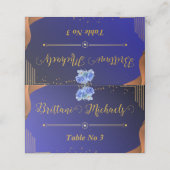 Elegant Navy en Burnt Sinaasappel Custom Tafelnumm Plaatskaartje (Buitenkant ongevouwen)