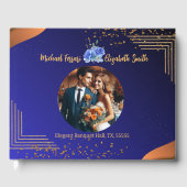 Elegant Navy en Burnt Sinaasappel Elegant Wedding Gastenboek (Voorkant)