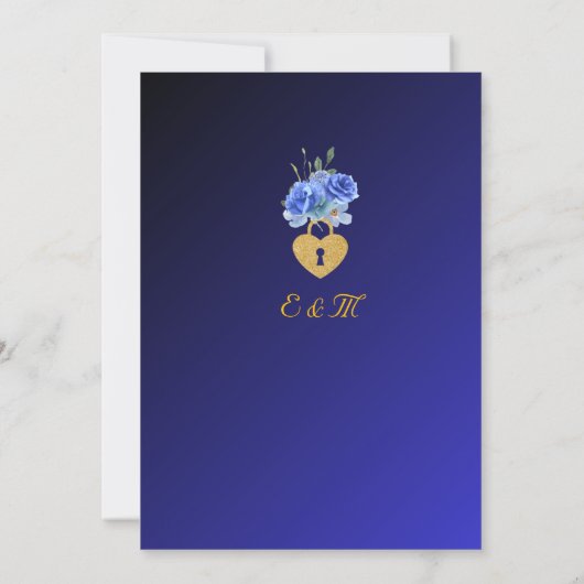 Elegant Navy en Burnt Sinaasappel Elegant Wedding Kaart (Achterkant)