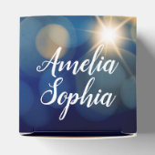 Elegant Navy en Gold Bokeh Quinceañera Bedankdoosjes (Bovenkant)