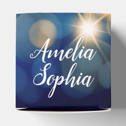 Elegant Navy en Gold Bokeh Quinceañera Bedankdoosjes (Bovenkant)