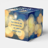 Elegant Navy en Gold Bokeh Quinceañera Bedankdoosjes (Achterkant)