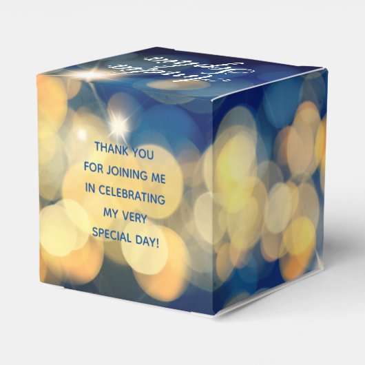 Elegant Navy en Gold Bokeh Quinceañera Bedankdoosjes (Achterkant)