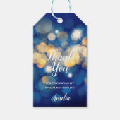 Elegant Navy en Gold Bokeh Quinceañera Cadeaulabel (Voorkant)