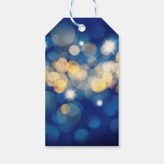 Elegant Navy en Gold Bokeh Quinceañera Cadeaulabel (Achterkant)