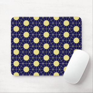 Elegant Navy- en Goud Geometrisch Tegelpatroon Muismat