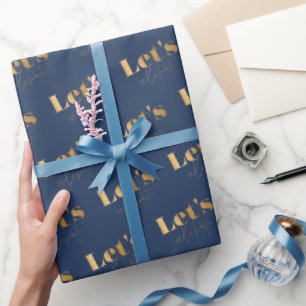 Elegant Navy en Goud Laten we Verjaardag Vieren Cadeaupapier