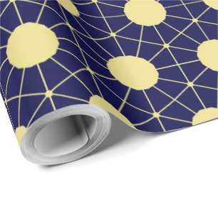 Elegant Navy- en Gouden Geometrisch Tegelpatroon Cadeaupapier