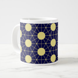 Elegant Navy en Gouden Geometrisch Tegelpatroon Grote Koffiekop