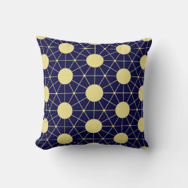 Elegant Navy en Gouden Geometrisch Tegelpatroon Kussen