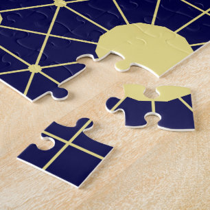 Elegant Navy en Gouden Geometrisch Tegelpatroon Legpuzzel