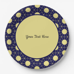 Elegant Navy en Gouden Geometrisch Tegelpatroon Papieren Bordje