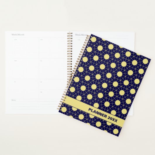 Elegant Navy en Gouden Geometrisch Tegelpatroon Planner (Display)