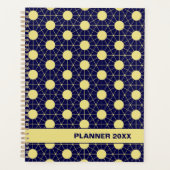 Elegant Navy en Gouden Geometrisch Tegelpatroon Planner (Voorkant)