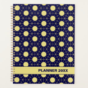 Elegant Navy en Gouden Geometrisch Tegelpatroon Planner