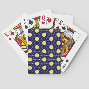 Elegant Navy en Gouden Geometrisch Tegelpatroon Pokerkaarten