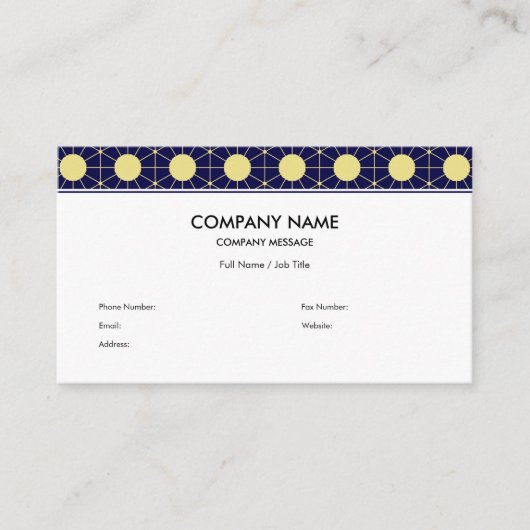 Elegant Navy en Gouden Geometrisch Tegelpatroon Visitekaartje (Voorkant)