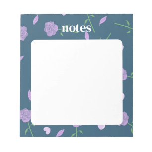 Elegant Navy en Paarse Roos Patroon Notitieblok