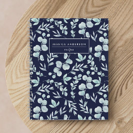 Elegant Navy en Sage Eucalyptus Receptenboek Notitieboek