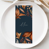 Elegant Navy en Terracotta Bloemen Bruiloft Menu