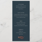 Elegant Navy en Terracotta Bloemen Bruiloft Menu (Voorkant)