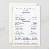 Elegant Navy Faux Gold Border Custom Entourage Kaart (Voorkant / Achterkant)