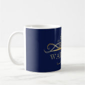 Elegant Navy & Faux Gold  monogram Koffiemok (Links)