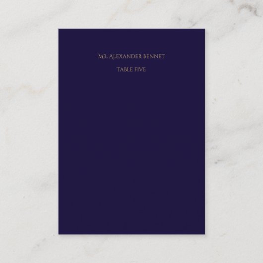 Elegant Navy Flat Place Card Plaatskaartje (Voorkant)