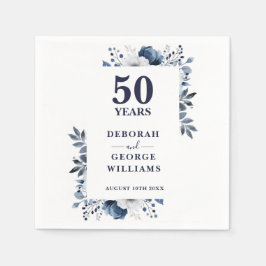 Elegant Navy Floral 50e bruiloft Jubileum Servet