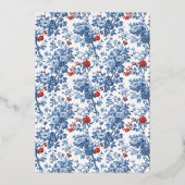Elegant Navy Floral Border Folie Uitnodiging (Achterkant)