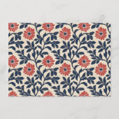 Elegant Navy Floral Border Informatiekaartje (Achterkant)