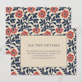 Elegant Navy Floral Border Informatiekaartje (Voorkant / Achterkant)