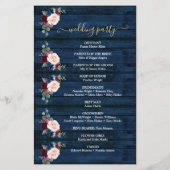 Elegant Navy Floral Calligraphy Wedding Programme (Achterkant)