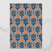 Elegant Navy Floral Folie Uitnodiging (Achterkant)