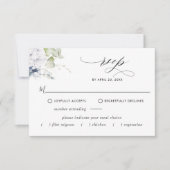 Elegant Navy Floral, maaltijdopties Bindend RSVP (Voorkant)