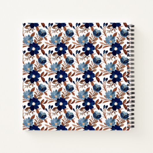 Elegant Navy Floral Notitieboek (Achterkant)