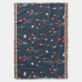 Elegant Navy Floral Throw Blanket Deken (Voorkant Verticaal)