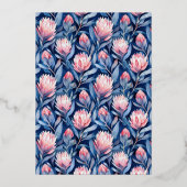 Elegant Navy Floral Wedding Invitation Folie Uitnodiging (Achterkant)