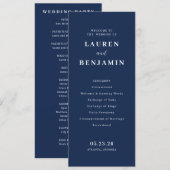 Elegant Navy Formal Wedding Ceremony Programmakaart (Voorkant / Achterkant)