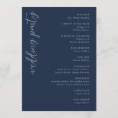 Elegant Navy Geometric Wedding Ceremony Schedule Programmakaart (Achterkant)