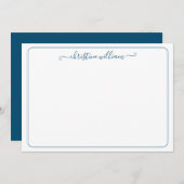 Elegant Navy Girly Modern Classic Stylish Script Notitiekaartje (Voorkant / Achterkant)