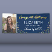 Elegant Navy Gold 2023 Afstuderen Photo Banner