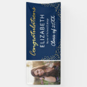 Elegant Navy Gold 2023 Afstuderen Photo Banner (Verticaal)