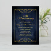 Elegant Navy Gold 50ste bruiloft Jubileum Folie Uitnodiging (Staand Voorkant)