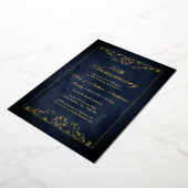 Elegant Navy Gold 50ste bruiloft Jubileum Folie Uitnodiging (Gedraaid)